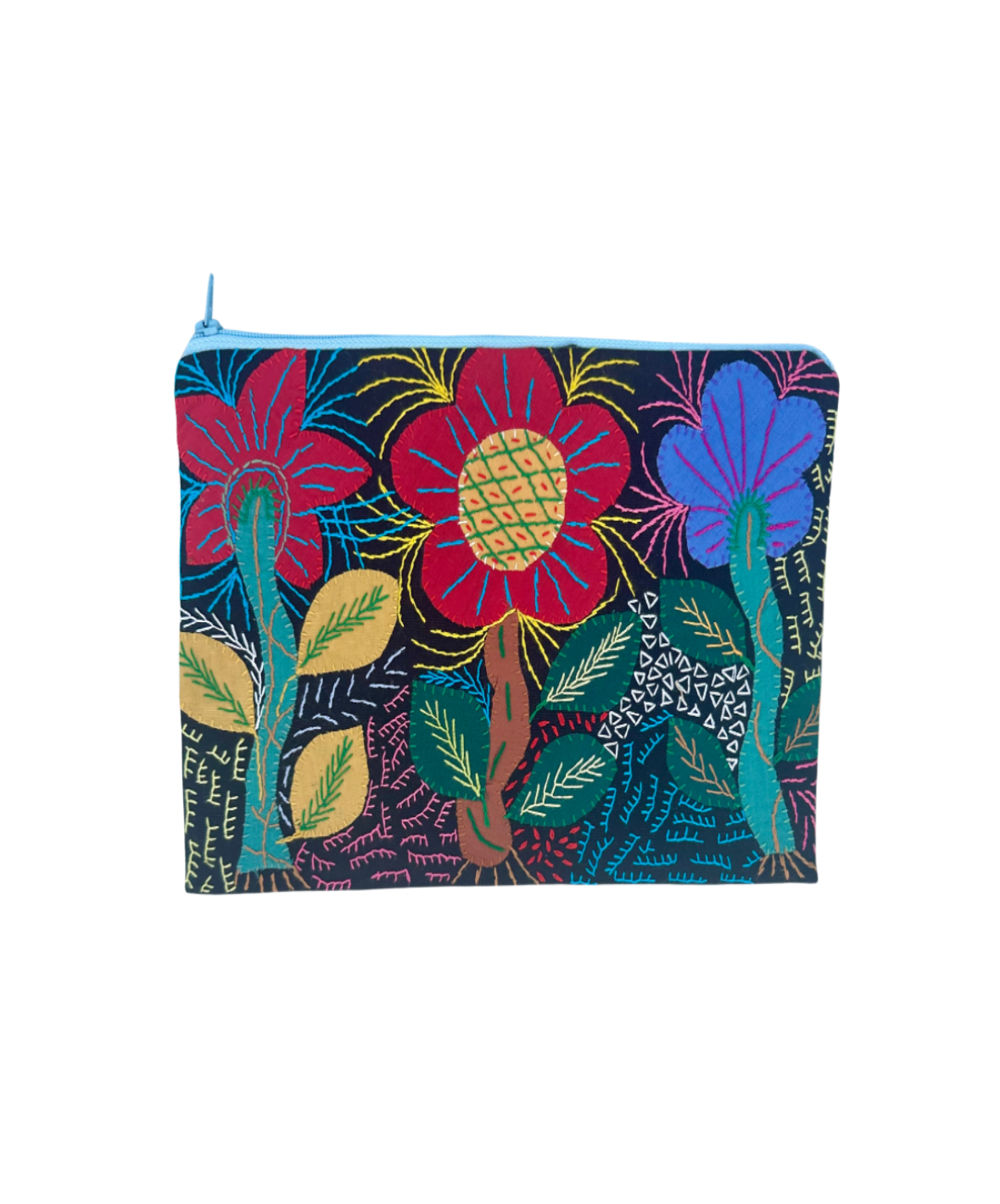 Embroidered Flowers Zipper Pouch Bags